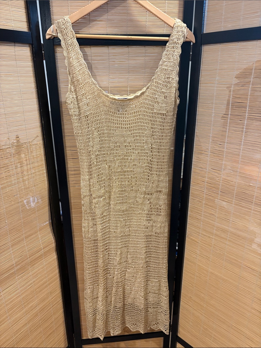 Russell Kemp silk Beige Crochet Midi Dress